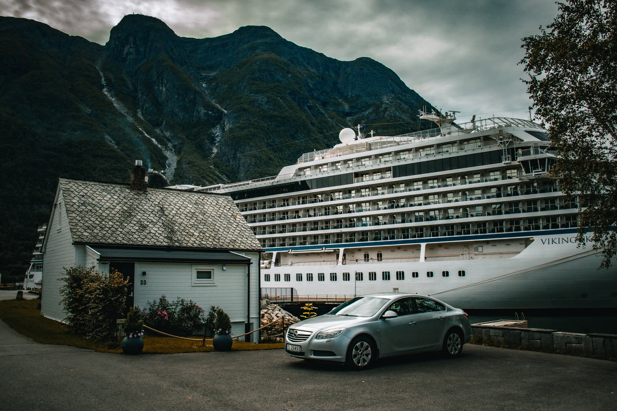 Cruise Ship in Eidfjord beneath Majestic Mountains – Norway Fine Art Print