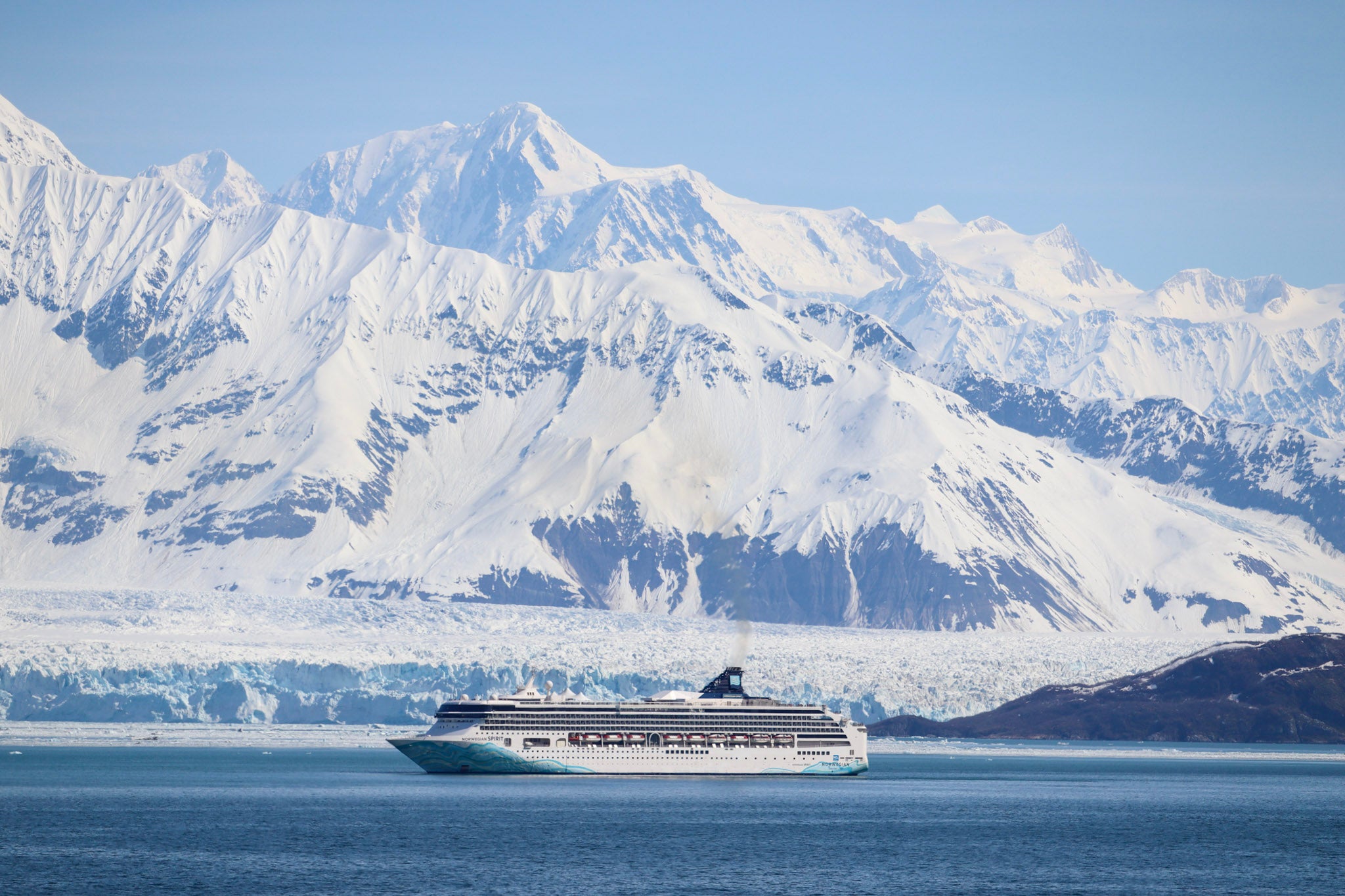 Hubbard Glacier, Alaska – Cruise Ship Beneath Snow-Capped Mountains | Original Travel Photography Wall Art