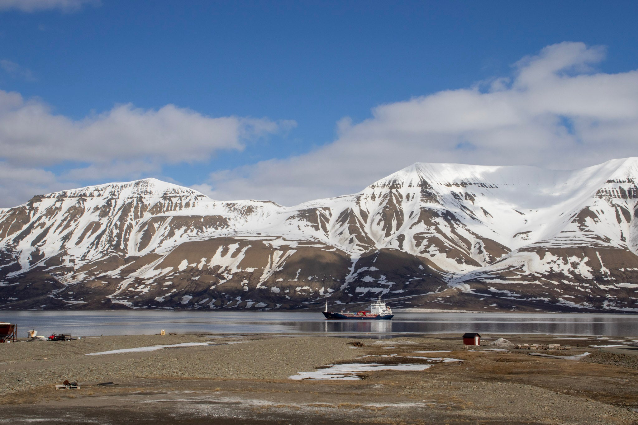 Arctic Fjord, Svalbard | Snow-Capped Mountains & Expedition Ship | Fine Art Landscape Photography Print